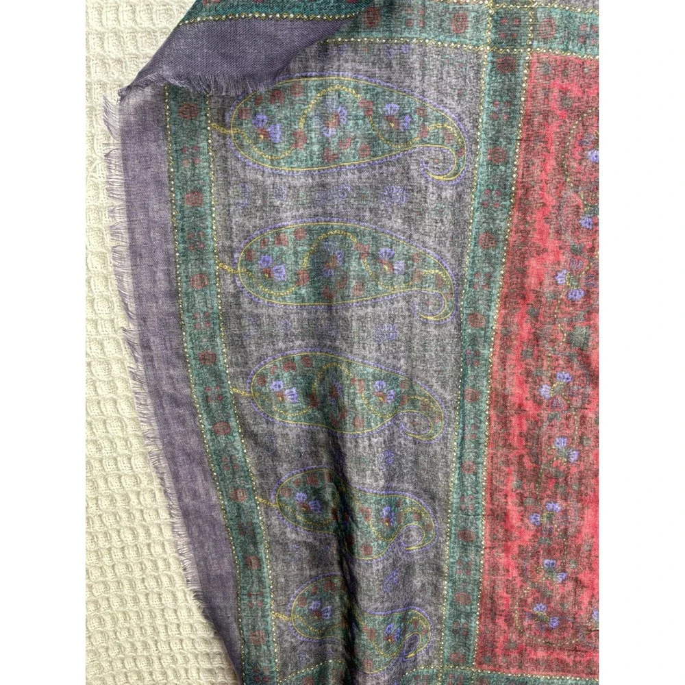 Boho Womens Unbranded Paisley Floral Square Scarf Wrap OS Purple Red